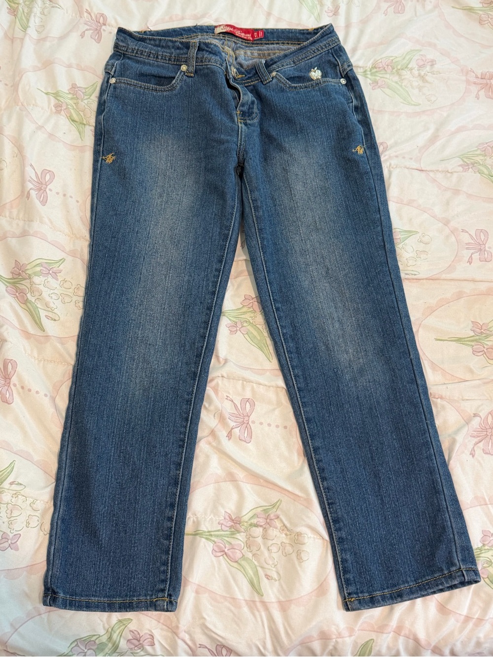 Apple Bottoms Women's Straight-Leg Jeans in Dark Blue Denim